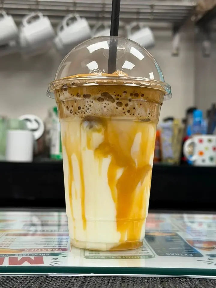 Iced caramel latte
