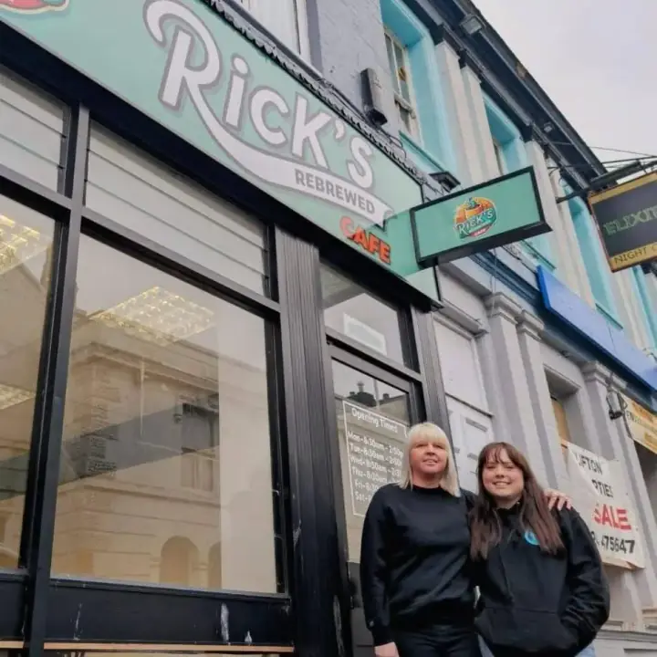 Rick's Rebrewed Cafe team outside the cafe on West St Mary's Gate, Grimsby